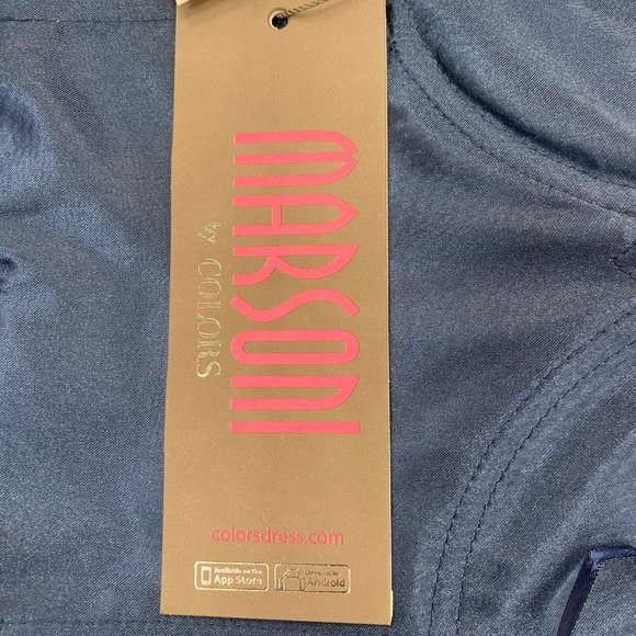 Marsoni By Colors Sheer Sleeve Embroidered Lace Bodice Gown Blue Size 6 NWT - Picture 6 of 6